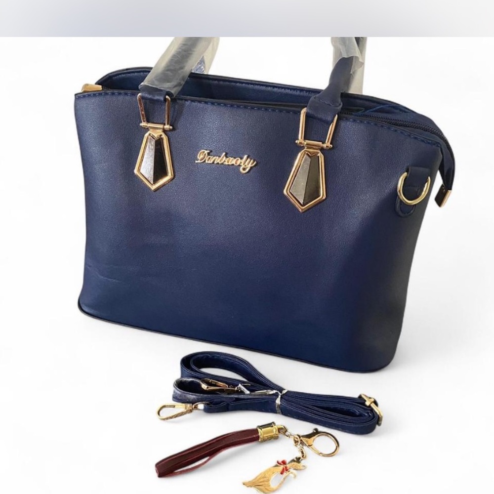 Sophisticated Blue Satchel with Structured Design